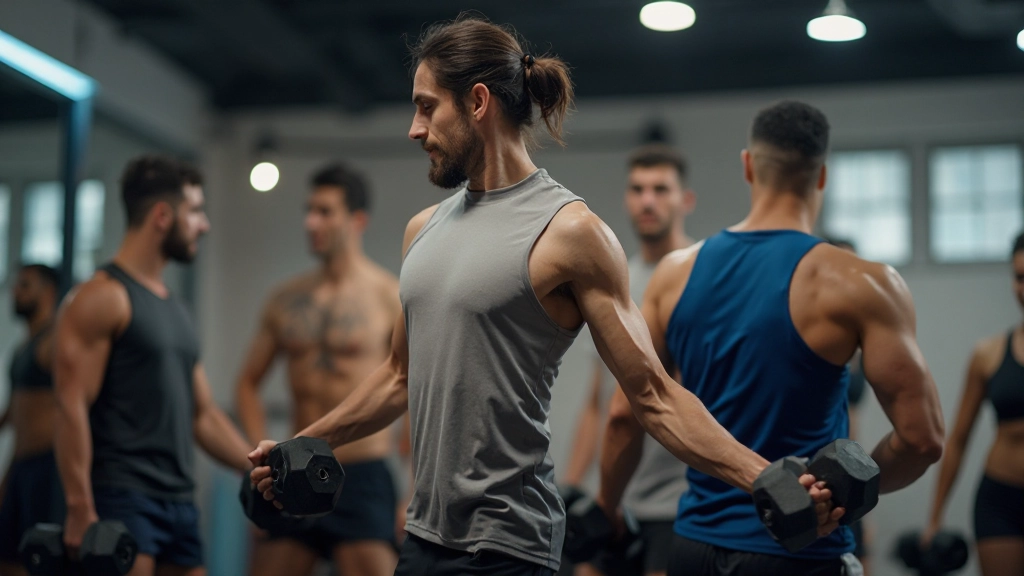 مجموعة من لاعبي كرة اليد يمارسون تمارين القوة في الصالة الرياضية