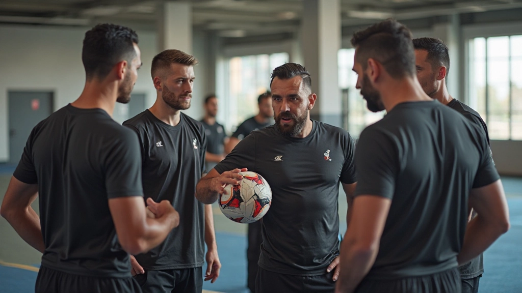 لاعبو كرة اليد يتواصلون ويعملون معاً على تنفيذ تكتيك منسق